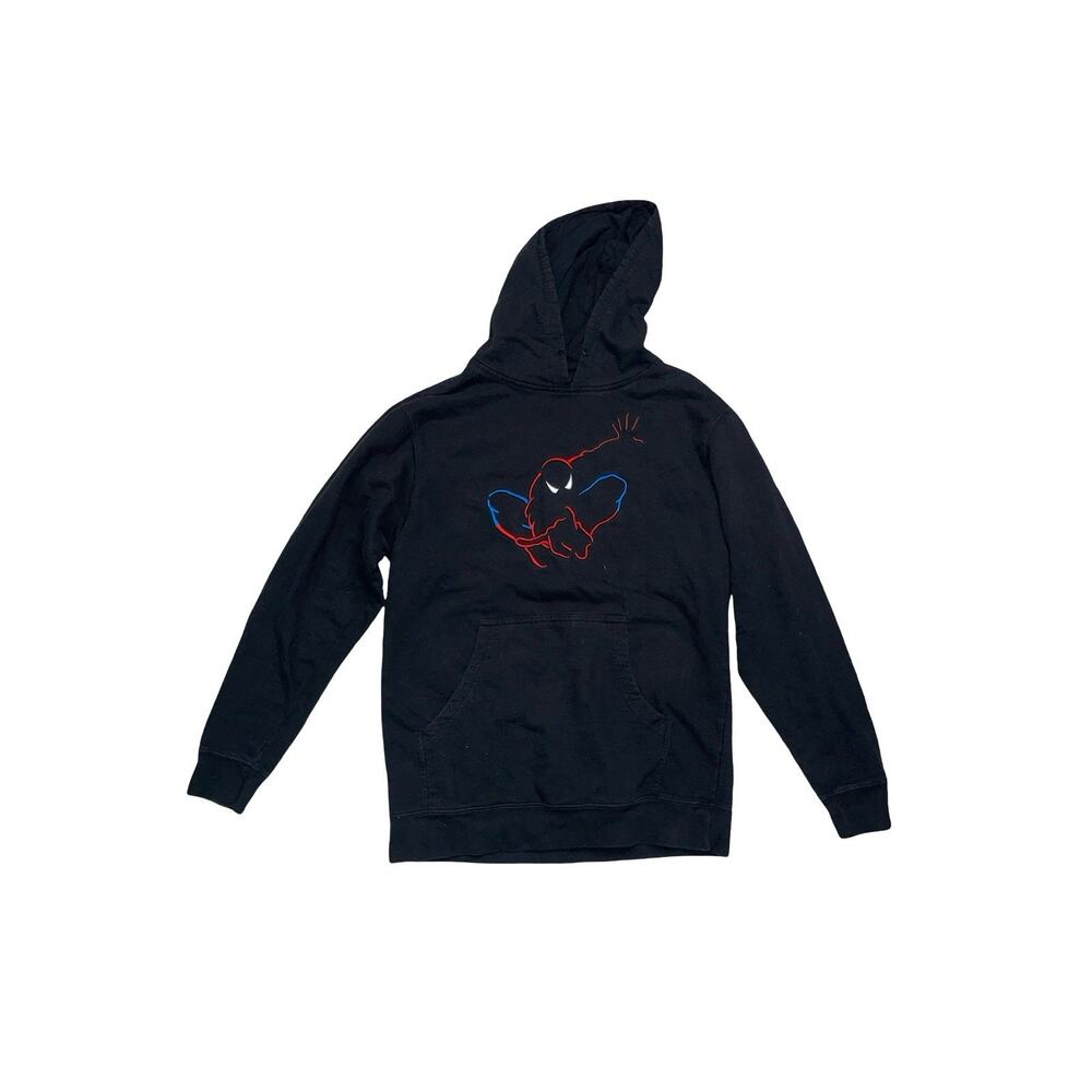 Vintage Spiderman Universal Studios Hoodie Mens Medium Black Embroidered 90s Y2K
